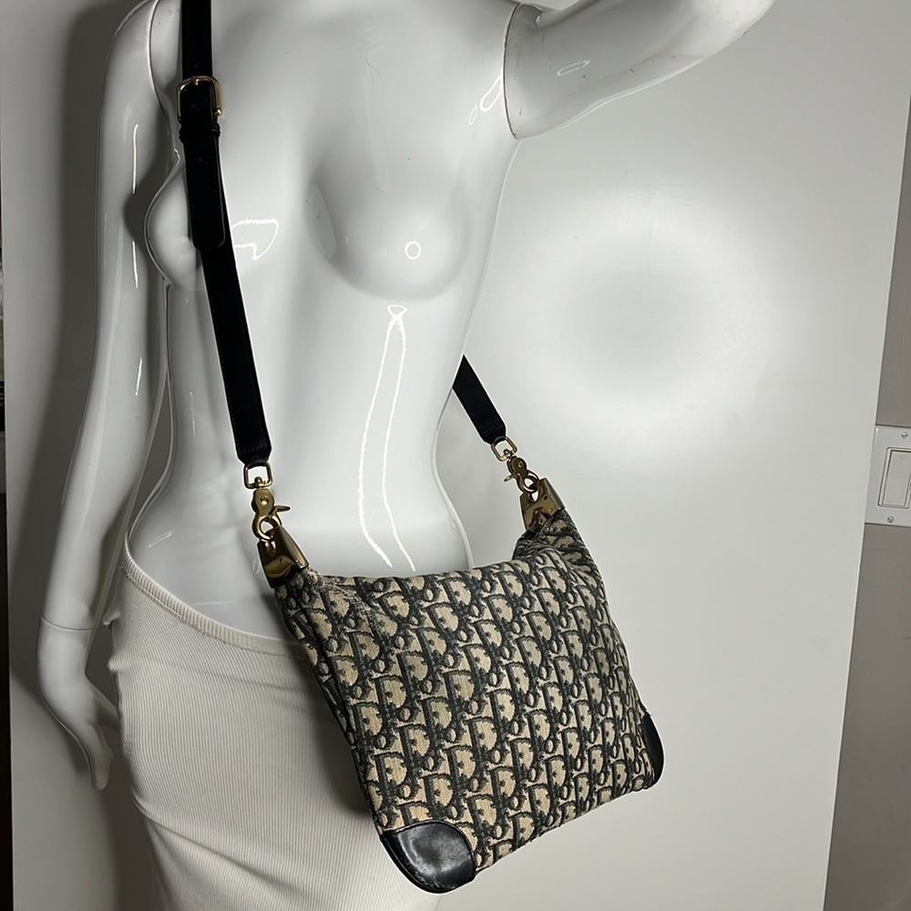 Vintage 1970’s Blue Beige Jacquard Zip Top Shoulder Crossbody Clutch Bag - Picture 11 of 16